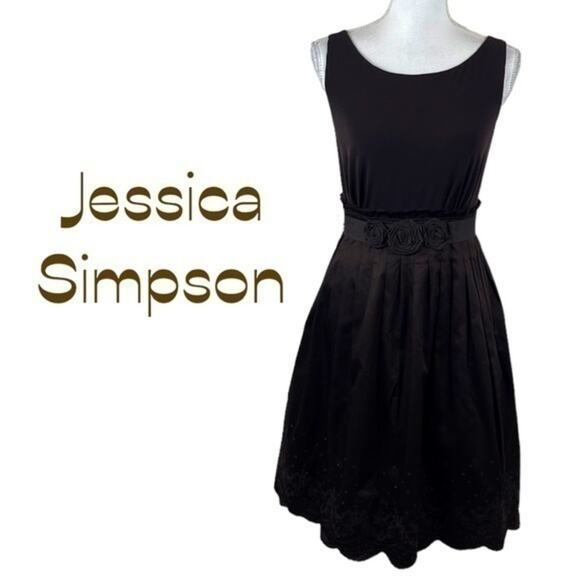 Jessica Simpson Brown Cottage Boho Embroidered Women's Dress NWOT Size 12 - Picture 1 of 13